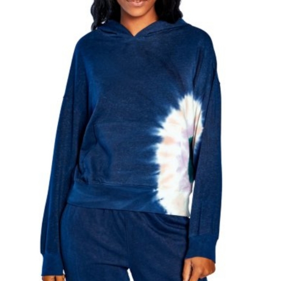 WILDFOX Hadley Navy Blue French Terry Relaxed Fit Tie-Dye Hoodie M NWT - Picture 2 of 11